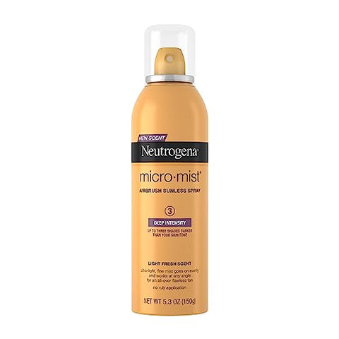 Neutrogena Micromist Airbrush Sunless Tanning Spray, Gradual Sunless Indoor Tanner with Witch Hazel, Oil-Free & Non-Comedogenic Formula, Deep Intensity, 5.3 oz (Pack of 2)