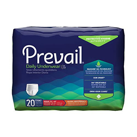 Prevail Extra Adult Underwear Diaper, Medium, Extra Absorbency, PV-512 - Pack of 20