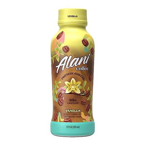 Alani Nu Protein Coffee, 100mg Caffeine, 10g Protein, Naturally Flavored, VANILLA, Only 90 Calories per 12 Fl Oz Bottle (Pack of 12), Liquid