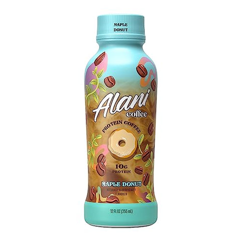 Alani Nu Protein Coffee, 100mg Caffeine, 10g Protein, Naturally Flavored, MAPLE DONUT, Only 90 Calories per 12 Fl Oz Bottle (Pack of 12)