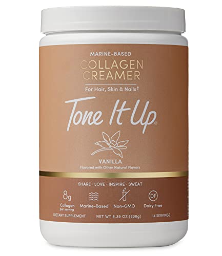 Tone It Up Collagen Creamer I Dairy Free, Gluten-Free, Kosher, Non-GMO, Marine Based Collagen Peptide Protein Powder for Women I 14 Servings, 8g of Collagen +Protein – Vanilla