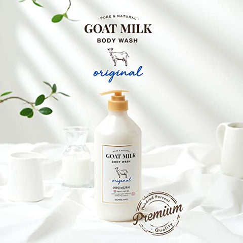 SHOWERMATE AEKYUNG Premium Goat Milk Body Wash Original For Smooth Sensitive Skin, Non-Irritation Mostiurizing PH Balancing Body Cleanser With Herb Pure Complex, 27 Fl Oz, Pack Of 2