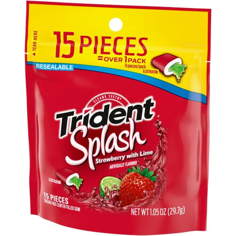 Trident Splash Strawberry with Lime (6-15 piece packs-90 pieces total)