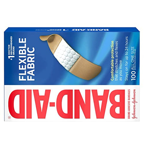 BAND-AID Flexible Fabric Adhesive Bandages 3/4 Inch X 3 Inches 100 Count (Pack of 4)