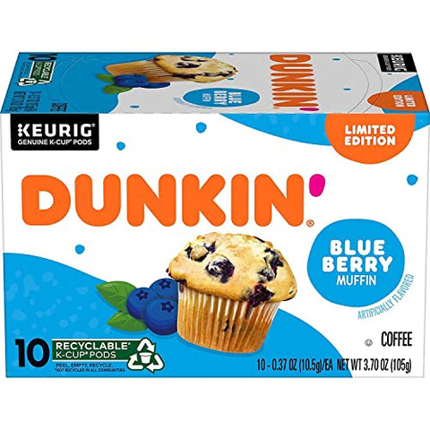 Dunkin’ Blueberry Muffin Ground Coffee, Keurig K-Cup Pods, 10 Count