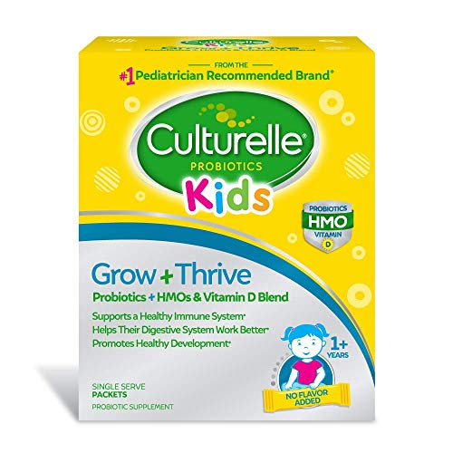 Culturelle Kids Grow + Thrive Probiotic Packets, Blend of Probiotics, HMOs & Vitamin D, Support a Healthy Immune System, Help Digestive System Work Better & Promote Healthy Development*, 30 Count