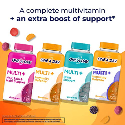 ONE A DAY Teen Multi+ Immunity Defense Vitamins, Multivitamin Gummies With Boost of Immunity Support with Vitamins A, C, D, E, Selenium & Zinc, 120 Count