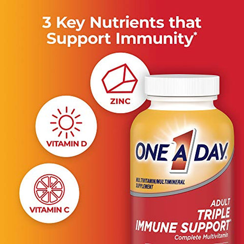 One A Day Adult Triple Immune Support* Complete Multivitamin, Supplement with Vitamins C, Vitamin D, & Zinc, 100 Count