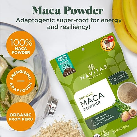 Navitas Organics Maca Powder, 8 oz. Bag, 45 Servings — Organic, Non-GMO, Low Temp-Dried Gluten-Free