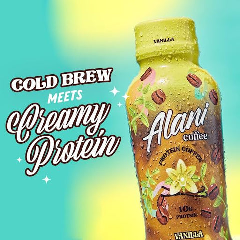 Alani Nu Protein Coffee, 100mg Caffeine, 10g Protein, Naturally Flavored, VANILLA, Only 90 Calories per 12 Fl Oz Bottle (Pack of 12), Liquid