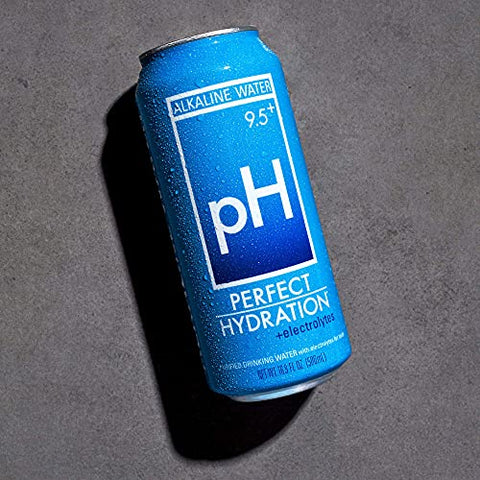 Perfect Hydration 9.5+ ph Alkaline Water, 16.9 oz Recyclable Aluminum Cans | 9x Purified | Electrolyte Minerals for Taste | Pack of 12