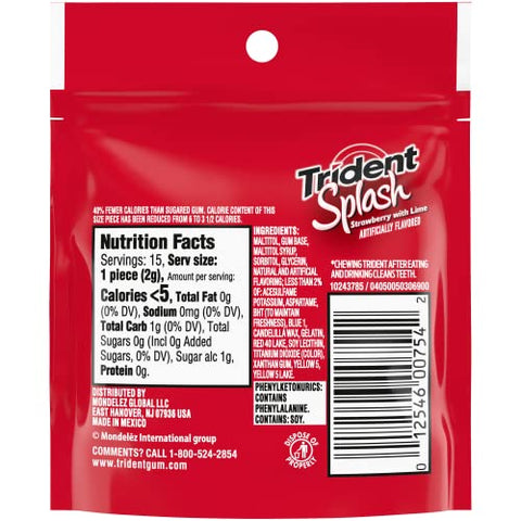 Trident Splash Strawberry with Lime (6-15 piece packs-90 pieces total)