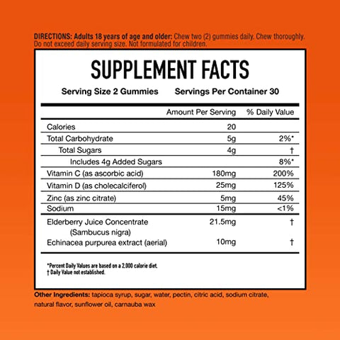 Airborne 180mg Vitamin C + Vitamin D with Zinc Gummies for Adults, Immune Support Supplement with Powerful Antioxidant Vitamins C & D - 60 Gummies, Mixed Berry Flavor