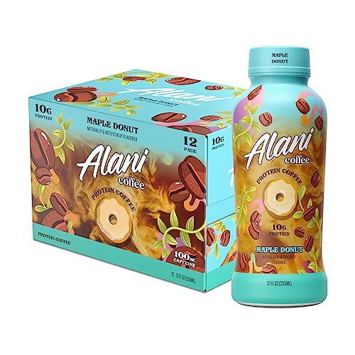 Alani Nu Protein Coffee, 100mg Caffeine, 10g Protein, Naturally Flavored, MAPLE DONUT, Only 90 Calories per 12 Fl Oz Bottle (Pack of 12)