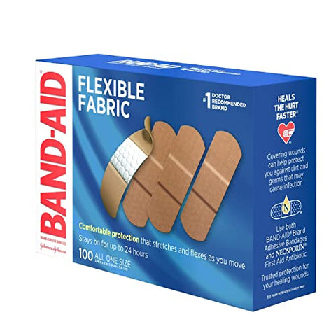 BAND-AID Flexible Fabric Adhesive Bandages 3/4 Inch X 3 Inches 100 Count (Pack of 4)