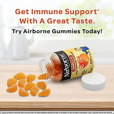 Airborne Simply C 250mg Vitamin C Gummies, Immune Support Supplement with Proprietary Herbal Blend - 44 Gummies, Zesty Orange Flavor