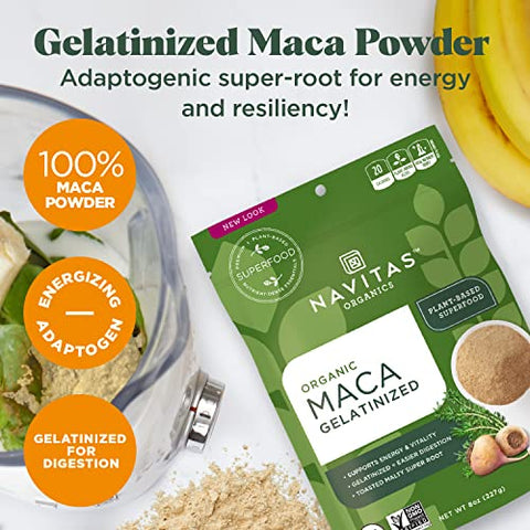 Navitas Organics Maca Gelatinized Powder, 16 oz. Bag, 90 Servings — Organic, Non-GMO, Glluten-Free (Pack of 1)