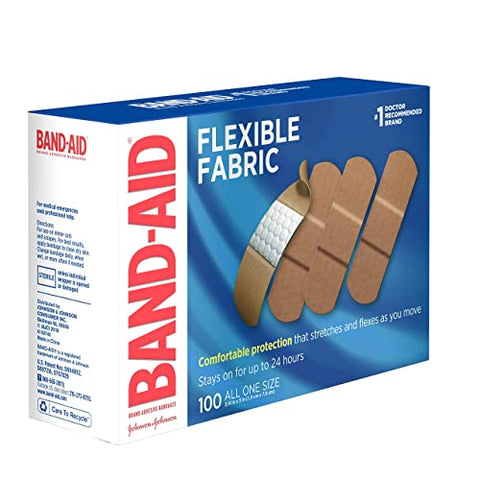 BAND-AID Flexible Fabric Adhesive Bandages 3/4 Inch X 3 Inches 100 Count (Pack of 4)