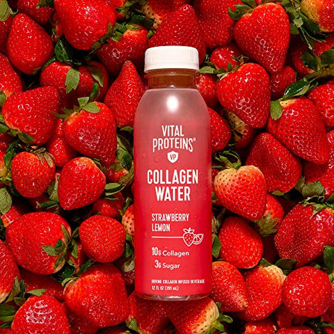 Vital Proteins Ready to Drink Strawberry Lemonade Flavored Collagen Water, 12 Fluid Ounces (Pack of 12)