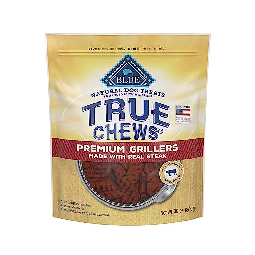 Blue Buffalo True Chews Premium Grillers Natural Dog Treats, Steak 30 oz bag