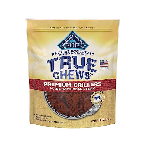 Blue Buffalo True Chews Premium Grillers Natural Dog Treats, Steak 30 oz bag