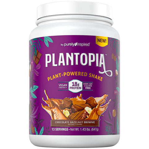 Purely Inspired Vegan Protein Powder, Plantopia, Silky-Smooth Plant Based Protein Powder for Women & Men, Gluten Free Plant Protein Powder, Dairy Free, Soy Free,Chocolate Hazelnut, 13 Servings